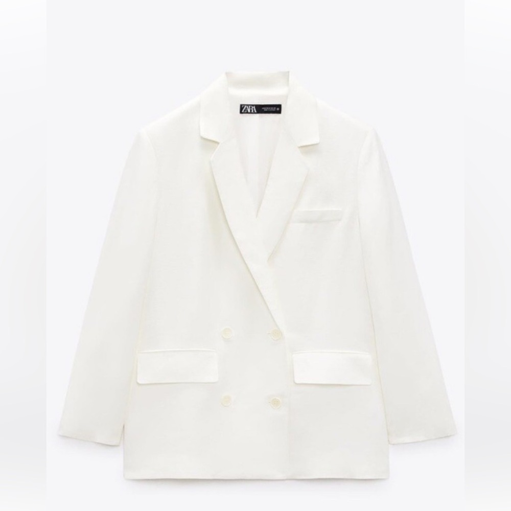 NWT Zara Women's Cream Linen Blazer Jacket